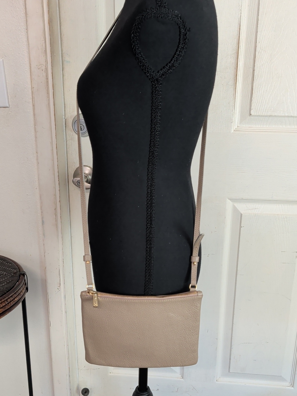 Cuyana Leather Gray Crossbody Bag